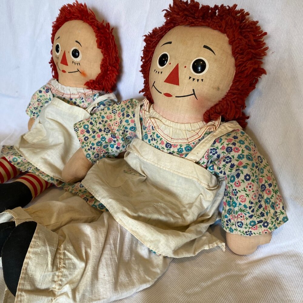 Vintage Knickerbocker Raggedy Ann Dolls Set – 16” & 18” – Original Classic Dolls - Picture 11 of 11
